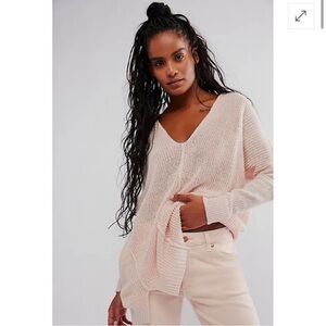 Free People We the Free Jamie Sweater Linen V-Neck, Size M, NWOT